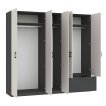 Interiax Kledingkast 'Lucca' 5 Deuren En 1 Lade | Antraciet/Cashmere | 210x225x54 cm miniatuur