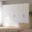Interiax Kledingkast 'Lucca' 6 Deuren En 1 Lade | Wit/Artisan Eik | 210x269,8x54 cm miniatuur
