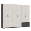 Interiax Kledingkast 'Lucca' 6 Deuren En 1 Lade | Antraciet/Cashmere | 210x269,8x54 cm miniatuur