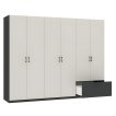 Interiax Kledingkast 'Lucca' 6 Deuren En 1 Lade | Antraciet/Cashmere | 210x269,8x54 cm miniatuur