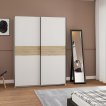 Interiax Kledingkast 'Bari' 2 Deuren | Wit/Artisan Eik | 204,5x150,6x60,3 cm miniatuur