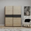 Interiax Kledingkast 'Bari' 2 Deuren | Artisan Eik/Antraciet | 204,5x150,6x60,3 cm miniatuur