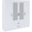Interiax Kledingkast 'Empoli' 4 Deuren, 2 Laden En 2 Spiegels | Wit | 200,1x200x58,3 cm miniatuur