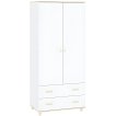 Interiax Kledingkast 'Treviso' 2 Deuren, 2 Laden | Wit/Goud | 180x80x50,5 cm miniatuur