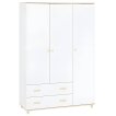 Interiax Kledingkast 'Treviso' 3 Deuren, 2 Laden | Wit/Goud | 180x119,9x50,5 cm miniatuur