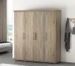 Interiax Wardrobe 'Mila' – 4 Doors, 1 Hanger & 6 Shelves | Sonoma Oak | 183x160x52cm thumbnail