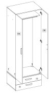 Interiax Kledingkast 'Vicenza' 2 Deuren | Cashmere | 179x74x51,9 cm miniatuur