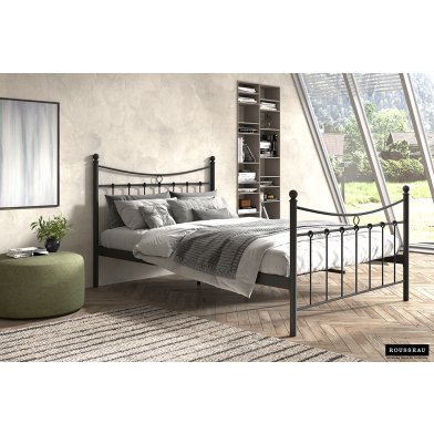 Bed 'Sacha' Black 140x200 With Slatted Base