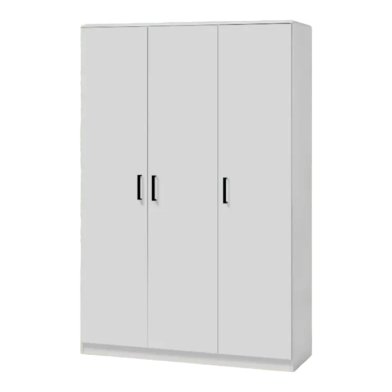 Interiax Storage Cabinet - Wardrobe 'Lucas' - 3 Doors, 1 Hanger & 4 Shelves | White | 184x120x52 cm