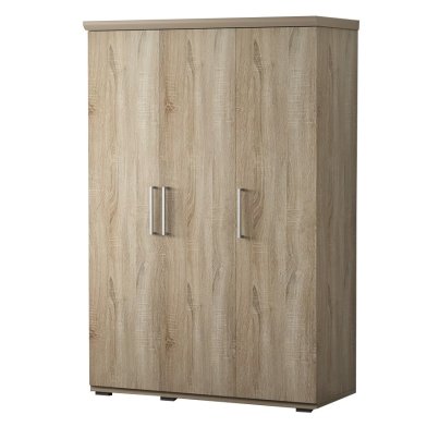 Interiax Wardrobe 'Mila' – 3 Doors, 1 Hanger & 3 Shelves | Sonoma Oak | 183x120x52cm