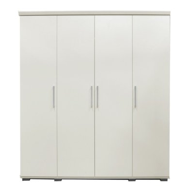 Interiax Wardrobe 'Mila' – 4 Doors, 1 Hanger & 6 Shelves | White | 183x160x52cm