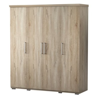 Interiax Wardrobe 'Mila' – 4 Doors, 1 Hanger & 6 Shelves | Sonoma Oak | 183x160x52cm
