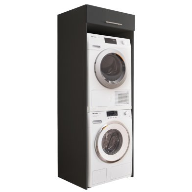 Interiax WASHWALL 'Mary' Washing Machine Surround Cabinet Anthracite - Surround Furniture For Dryer - With Storage Cabinet - 200x67.5x67.5 cm