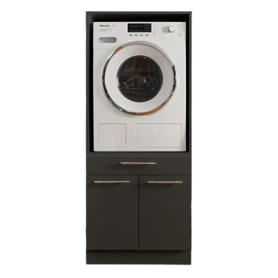 Interiax WASHWALL 'Mary' Washing Machine or Dryer Surround Cabinet Anthracite – With 1 Drawer For Laundry Basket and 1 Storage Compartment With 2 Doors - Washing Machine Cabinet- 162x67.5x67.5 cm