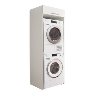 Interiax WASHWALL 'Mary' Washing Machine Surround Cabinet White - Surround Furniture For Dryer - With Storage Cabinet - 200x67.5x67.5 cm