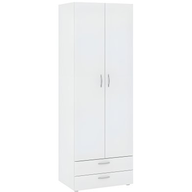 Interiax Armoire 'Verona' 2 Portes et 2 Tiroirs | Blanc | 214x74x51,9 cm