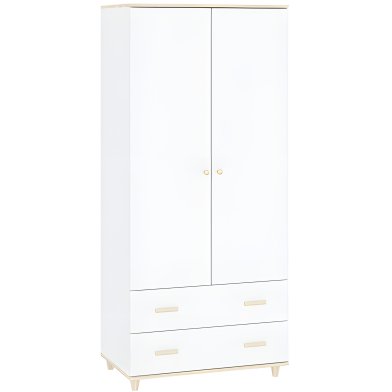 Interiax Armoire 'Treviso' 2 Portes et 2 Tiroirs | Blanc/Doré | 180x80x50,5 cm