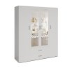 Interiax Wardrobe 'Lena' – 4 Doors, 2 Drawers, 1 Hanger, 2 Mirrors & 7 Shelves | White | 185x160x52cm thumbnail