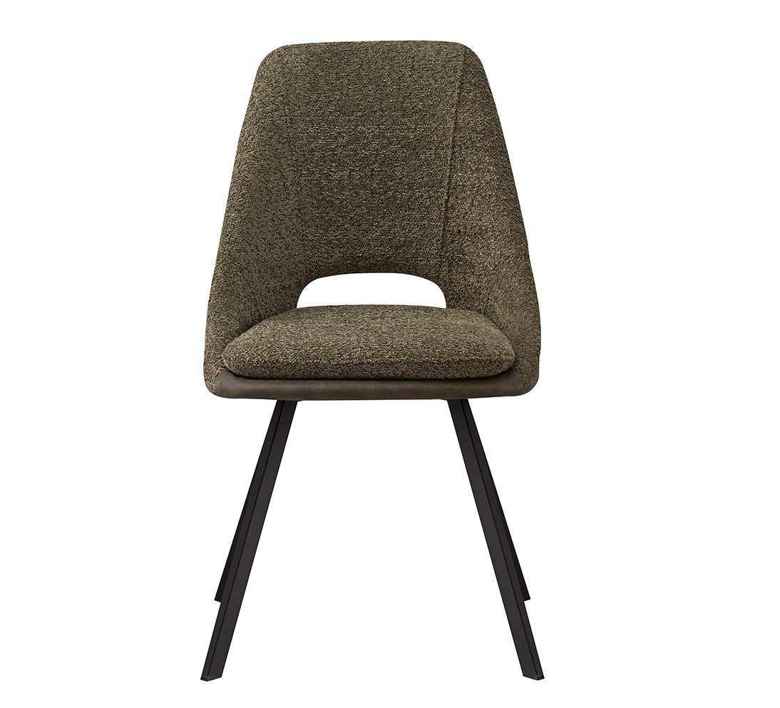 Interiax Dining Chair Ada Bouclé Green Back PU Green