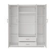 Interiax Wardrobe 'Lena' – 4 Doors, 2 Drawers, 1 Hanger, 2 Mirrors & 7 Shelves | White | 185x160x52cm thumbnail