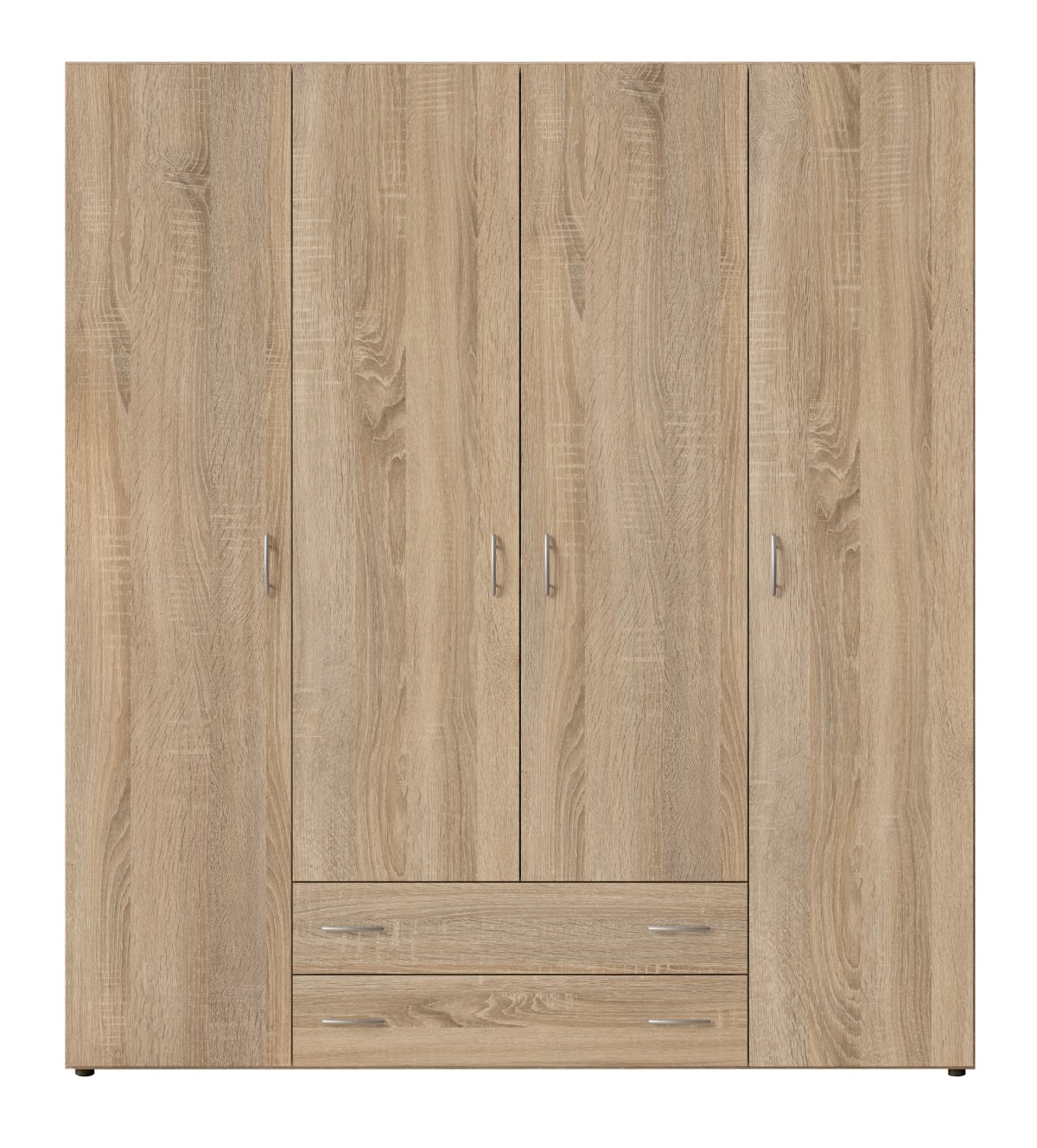 Interiax Wardrobe 'Saar' – 4 Doors, 2 Drawers, 2 Hangers & 4 Shelves | Sonoma Oak | 177x160x52 cm