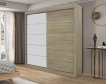 Interiax Armoire 'Mila' à Portes Coulissantes avec 1 Cintre, 4 Étagères et Miroir | Chêne Sonoma | 197,5x182,5x52,5 cm miniature