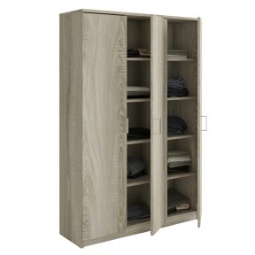 Interiax Opbergkast - Kledingkast 'Amelie' 3 deuren en 8 legplanken | Sonoma Eik | 180x120x40 cm