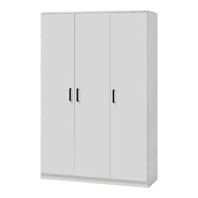 Interiax Opbergkast - Kledingkast 'Lucas' - 3 Deuren, 1 Hanger & 4 Legplanken | Wit | 184x120x52 cm
