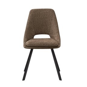 Interiax Eetkamerstoel Ada Bouclé Zand Rug PU Bruin