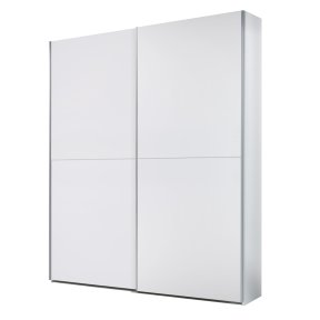 Interiax Wardrobe 'Emma' – White Sliding-door Wardrobe With 2 Hangers & 2 Shelves | 195x170x57.5 cm