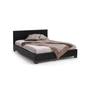 Interiax George Bed - Zwart PU Leder - 160x200 cm - Inclusief Lattenbodem