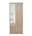 Interiax Kledingkast 'Lena' – 2 Deuren, 2 Lades, 1 Hanger, Spiegel & 1 Legplank | Sonoma Eik | 185x80x52cm miniatuur