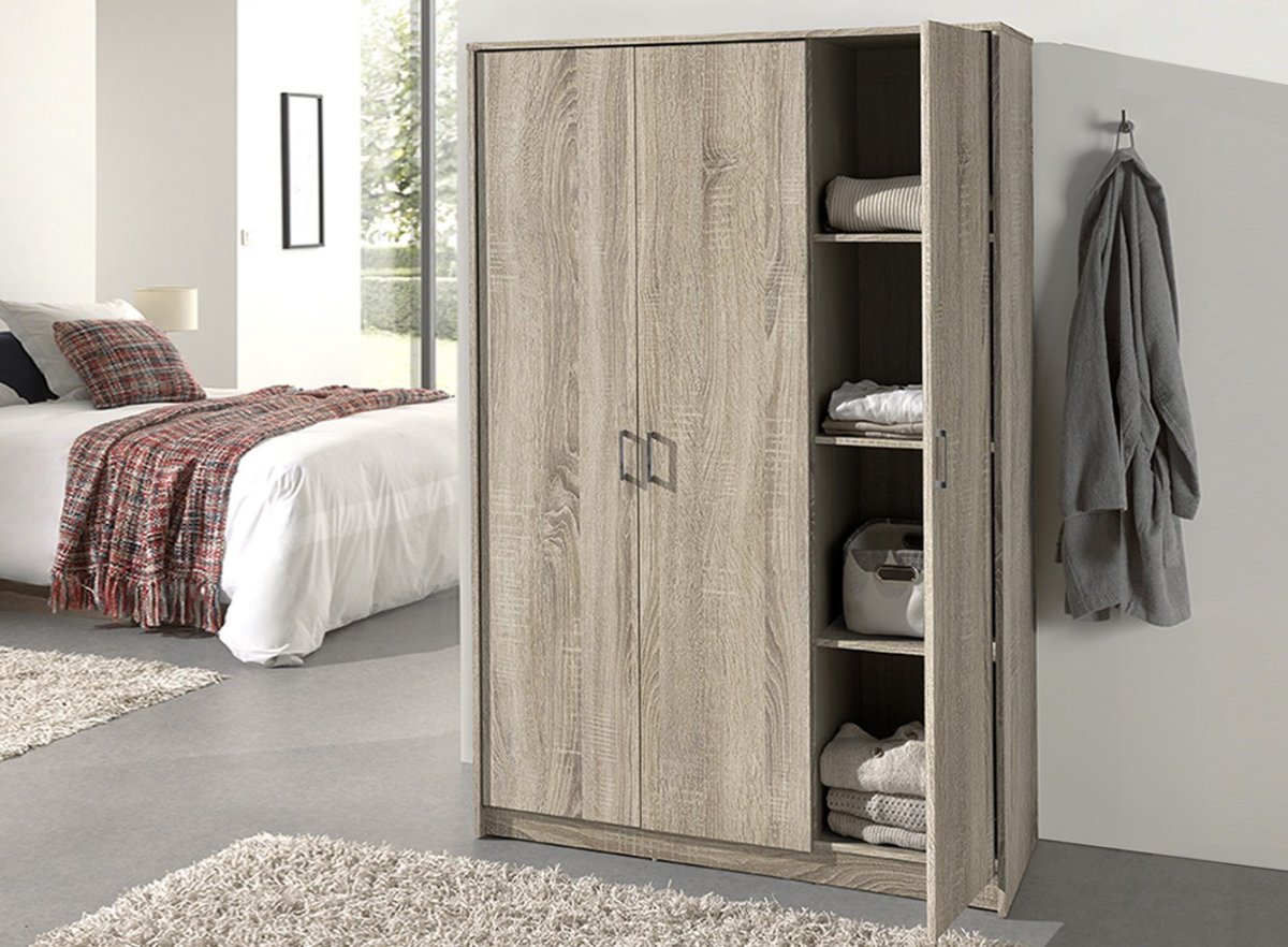 Wardrobe 'Ray' 3 Doors Sonoma (180x120x54cm)