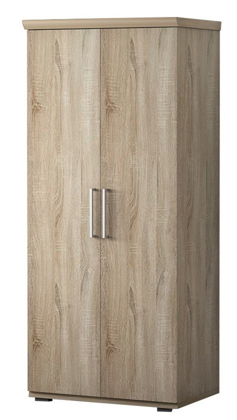 Interiax Wardrobe 'Mila' – 2 Doors, 2 Drawers, 1 Hanger & 3 Shelves | Sonoma Oak | 183x80x52 cm