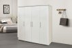 Interiax Armoire 'Mila' - 4 portes, 1 cintre et 6 étagères | Blanc | 183x160x52 cm miniature