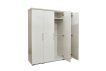 Interiax Armoire 'Mila' - 4 portes, 1 cintre et 6 étagères | Blanc | 183x160x52 cm miniature