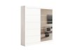 Interiax Wardrobe 'Mila' – White Sliding-door Wardrobe With 1 Hanger, 4 Shelves & Mirror | 197.5x182.5x52.5 cm thumbnail