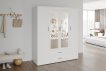 Interiax Wardrobe 'Lena' – 4 Doors, 2 Drawers, 1 Hanger, 2 Mirrors & 7 Shelves | White | 185x160x52cm thumbnail