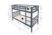 Interiax Tommy Stapelbed - Massief Grenen Grijs - 90x 200 cm - Splitsbaar miniatuur