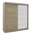 Interiax Armoire 'Mila' à Portes Coulissantes avec 1 Cintre, 4 Étagères et Miroir | Chêne Sonoma | 197,5x182,5x52,5 cm miniature
