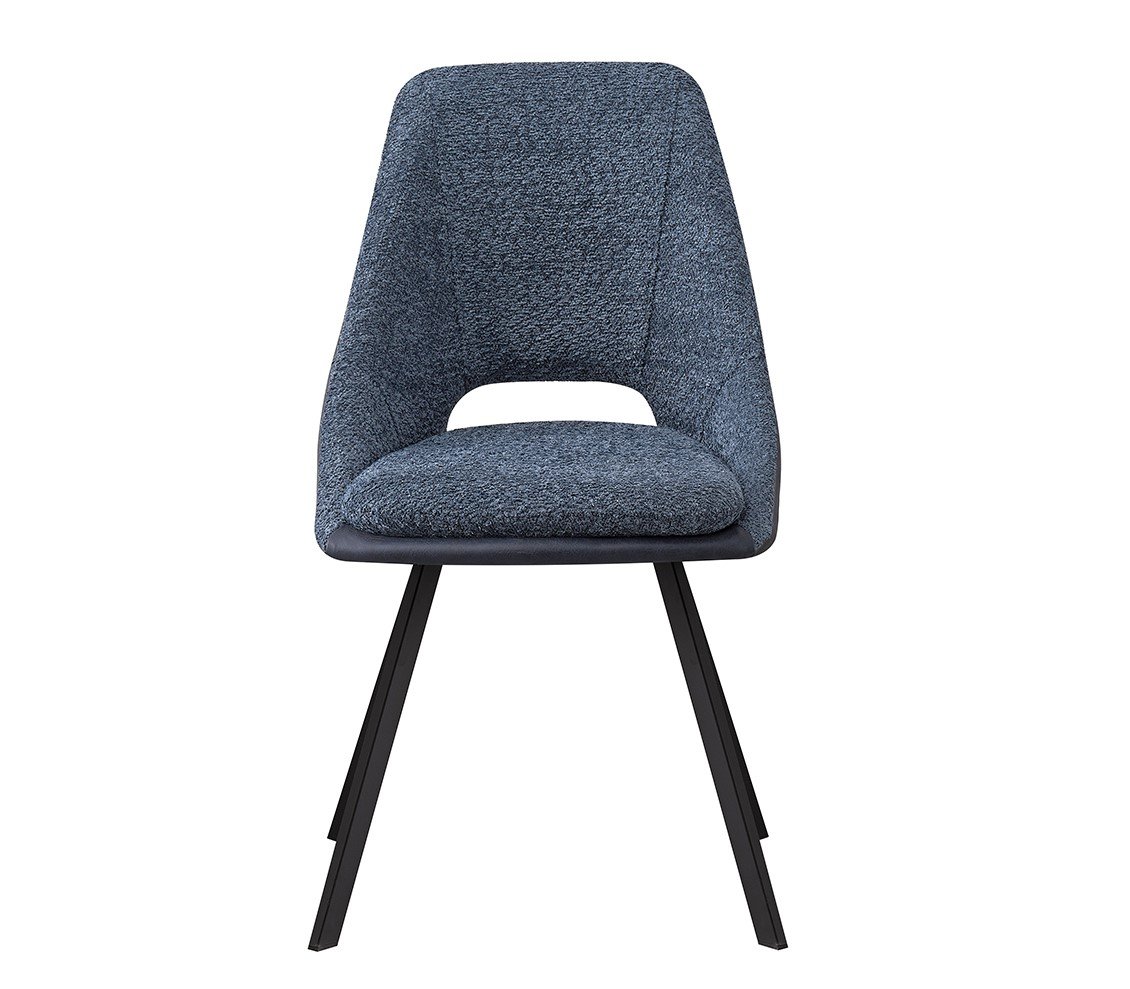 Interiax Eetkamerstoel Ada Bouclé Blauw Rug PU Blauw